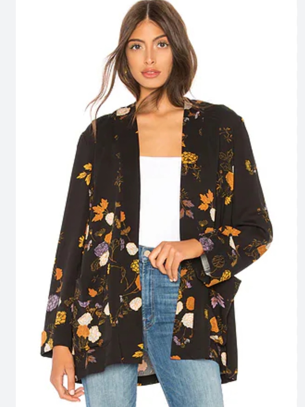 BOGO! Free People Floral Jacket Kimono in Black Peony Medium